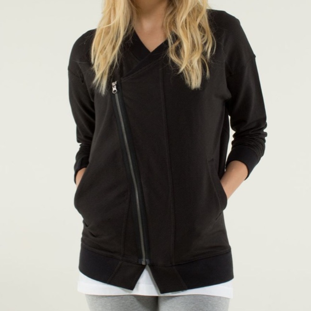 Women's Black Asymmetrical Zip Jacket